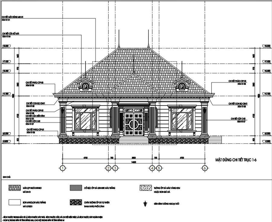 Bản vẽ mặt đứng biệt thự anh Tiến Thái Nguyên