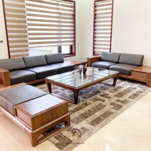 Sofa gỗ óc chó đẹp hiện đại