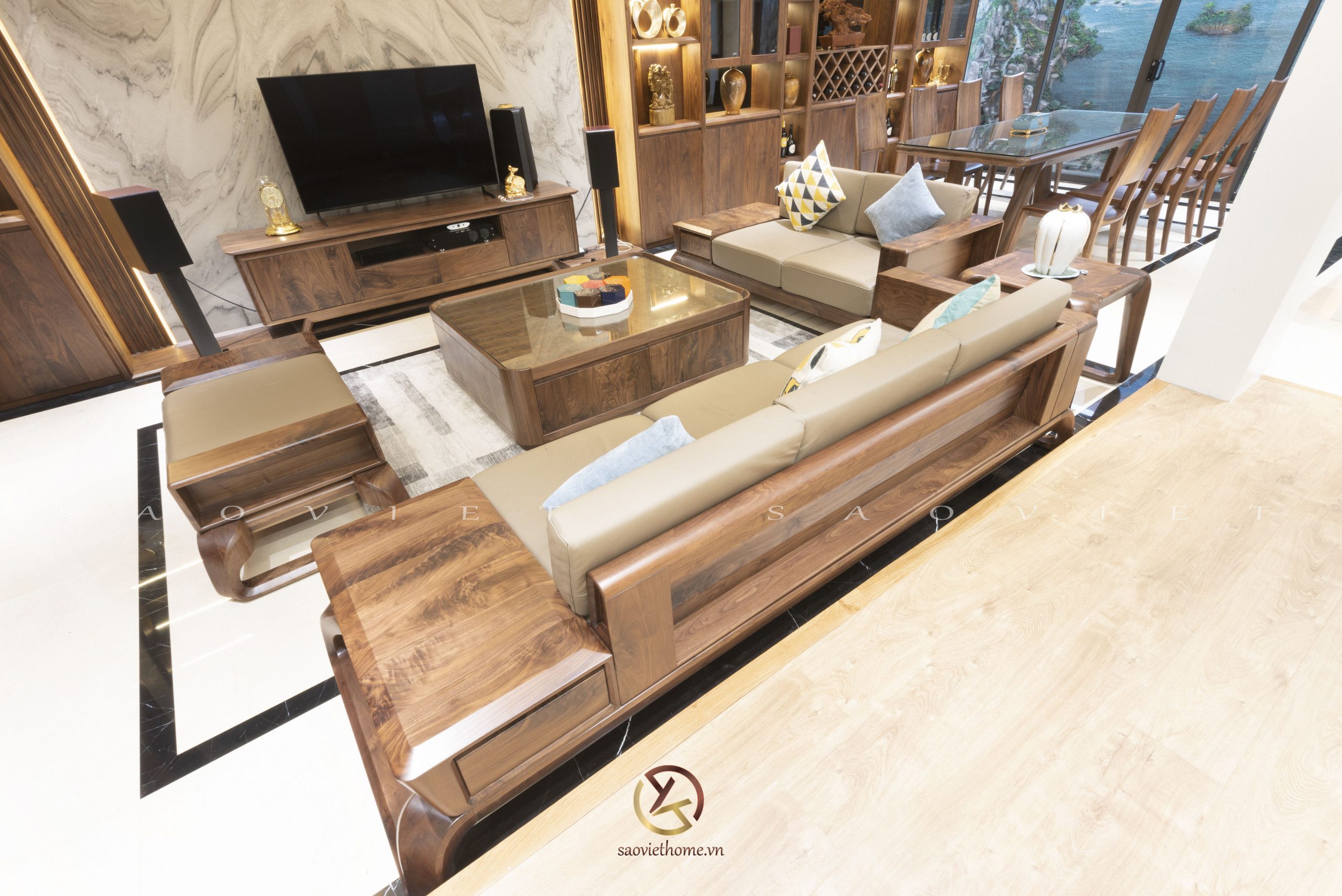 Sofa Bespoke SHV 21 - Một mẫu sofa gỗ óc chó khó thiết kế.