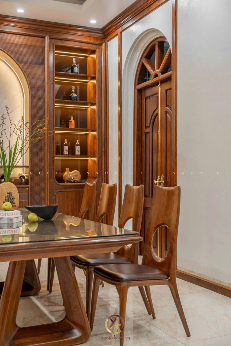 Phòng bếp nội thất gỗ óc chó - Mr TH House - Kiêu Kỵ - Gia Lâm