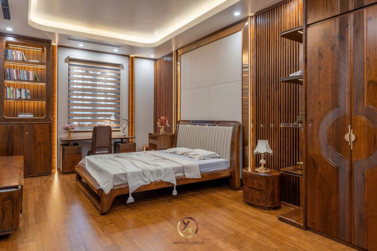 Phòng ngủ con trai nội thất gỗ óc chó - Mr TH House - Kiêu Kỵ - Gia Lâm