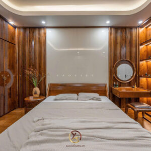 Phòng ngủ master nội thất gỗ óc chó - Mr TH House - Kiêu Kỵ - Gia Lâm