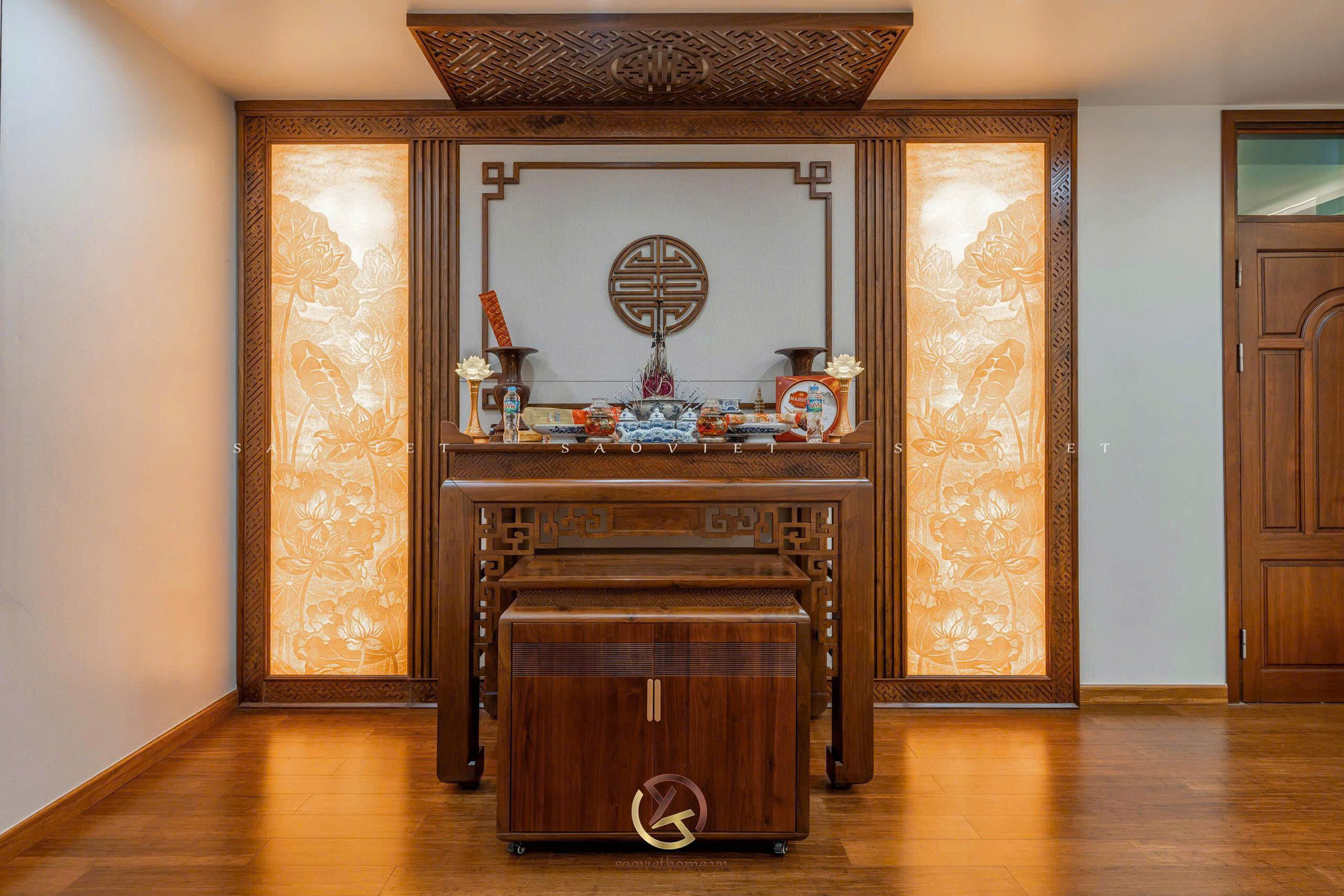 Phòng thờ gỗ óc chó - Mr TH House - Kiêu Kỵ - Gia Lâm