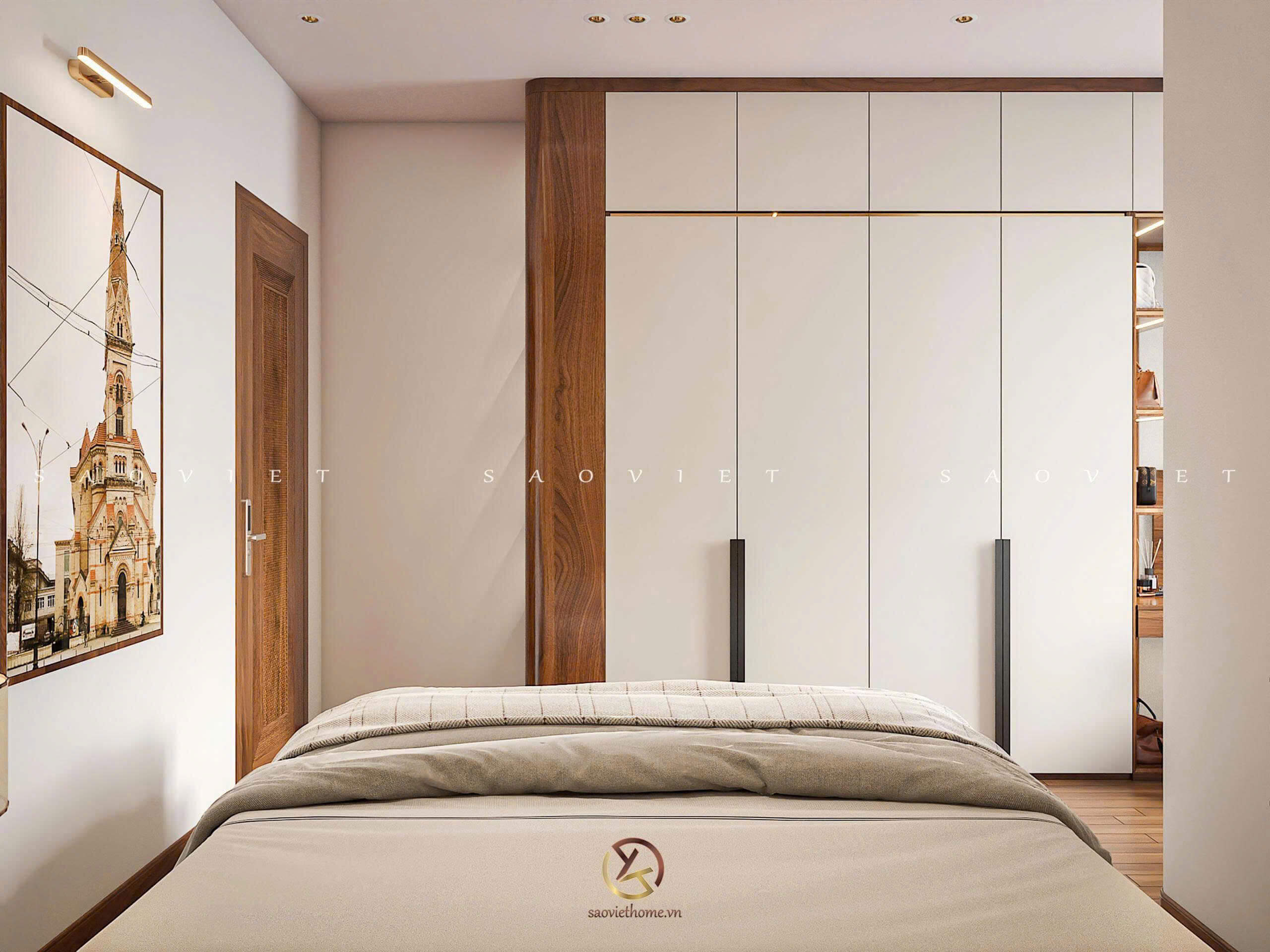 Thiết kế nội thất gỗ óc chó phòng ngủ master