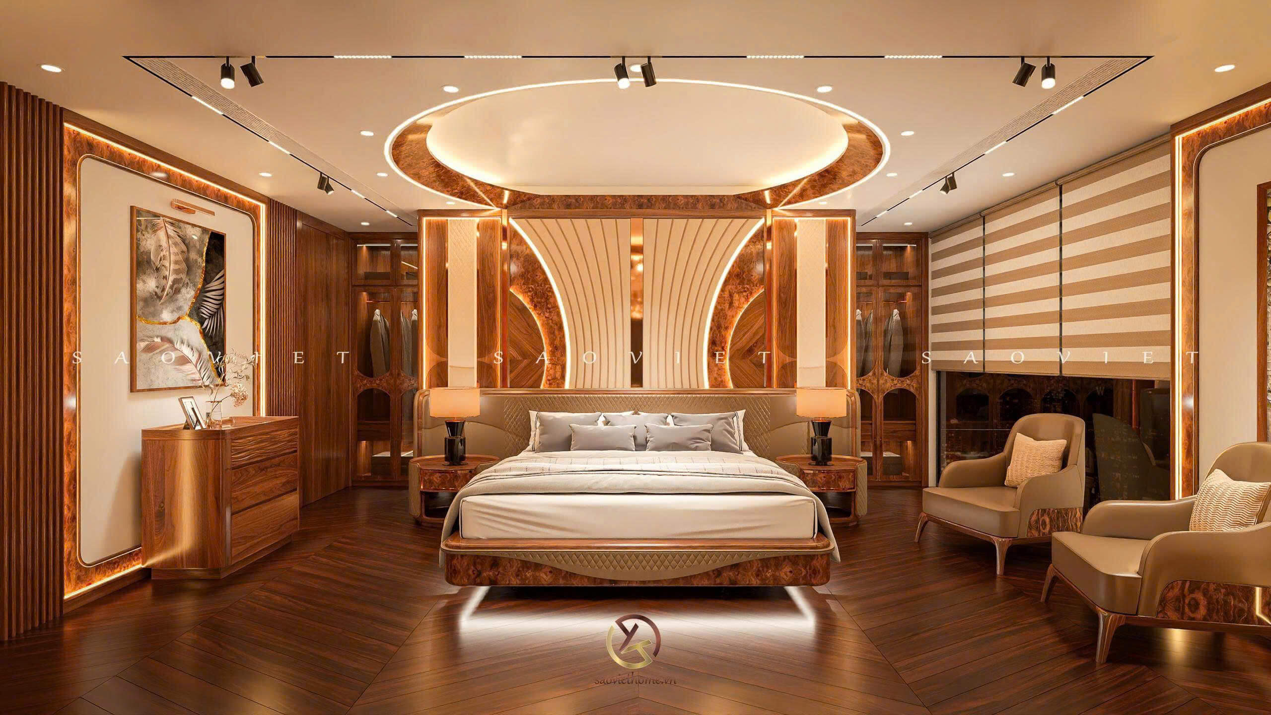 Thiết kế nội thất Penthouse - Phòng ngủ ông bà