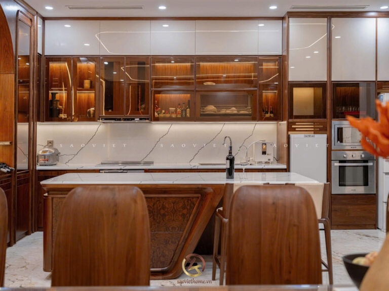 Tủ Bếp Gỗ Óc Chó Mã TBG-16