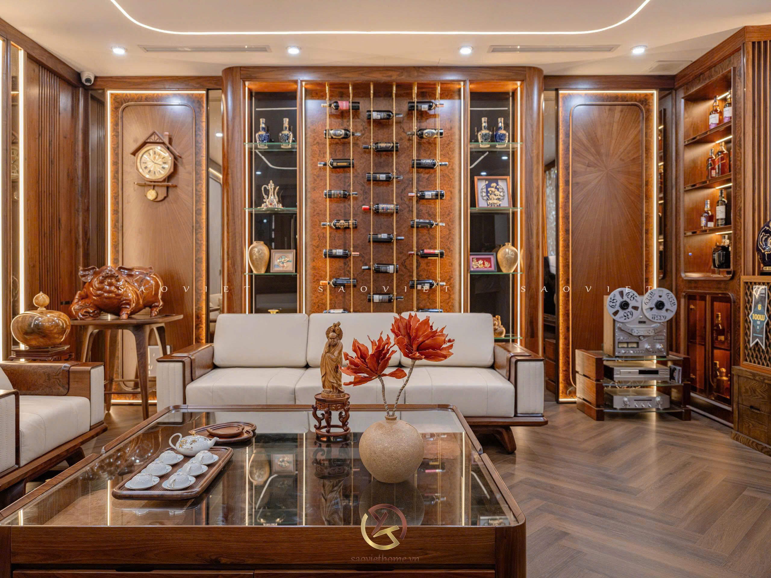 Phòng khách Biệt thự gỗ óc chó