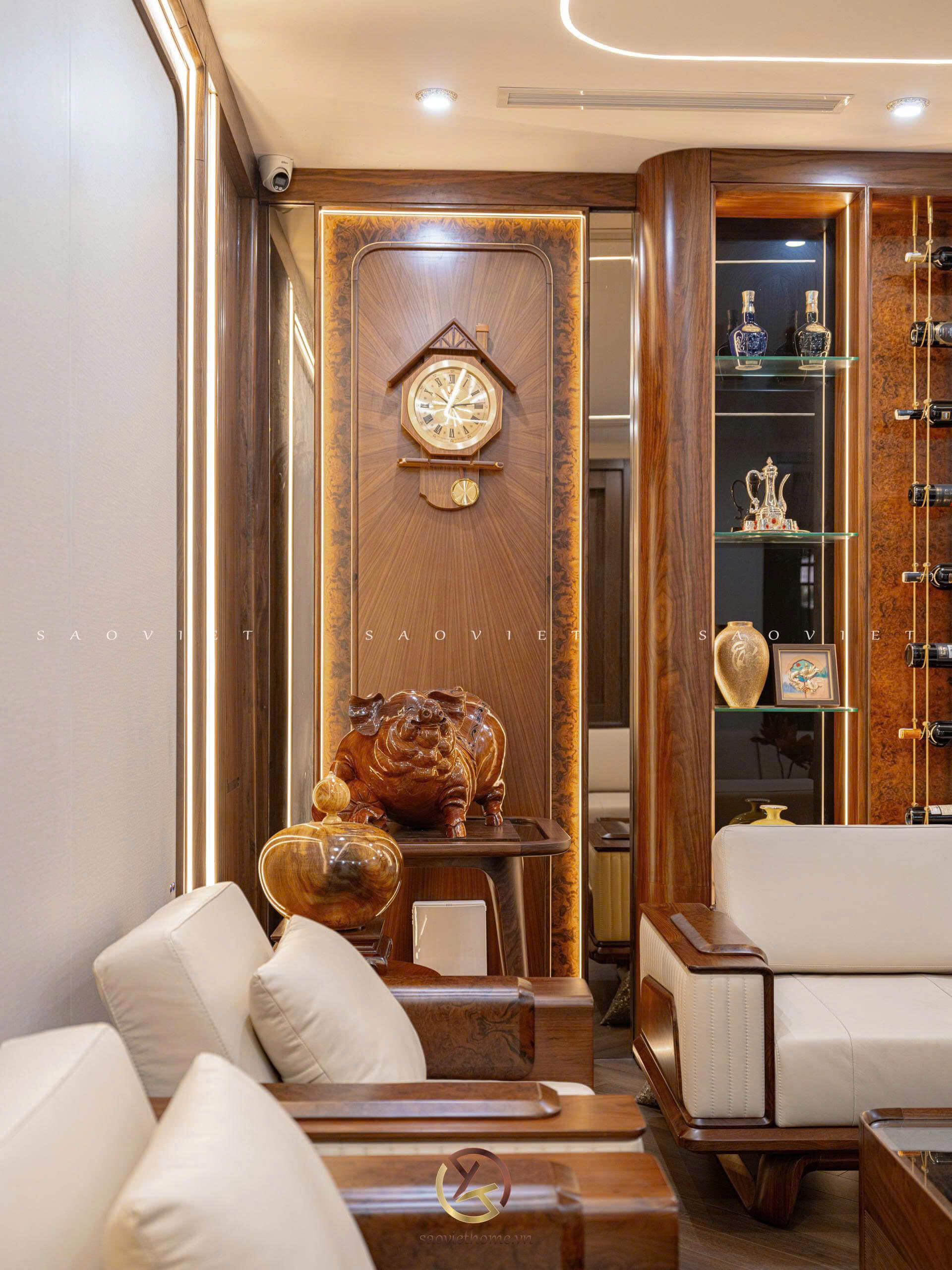 Phòng khách Biệt thự gỗ óc chó