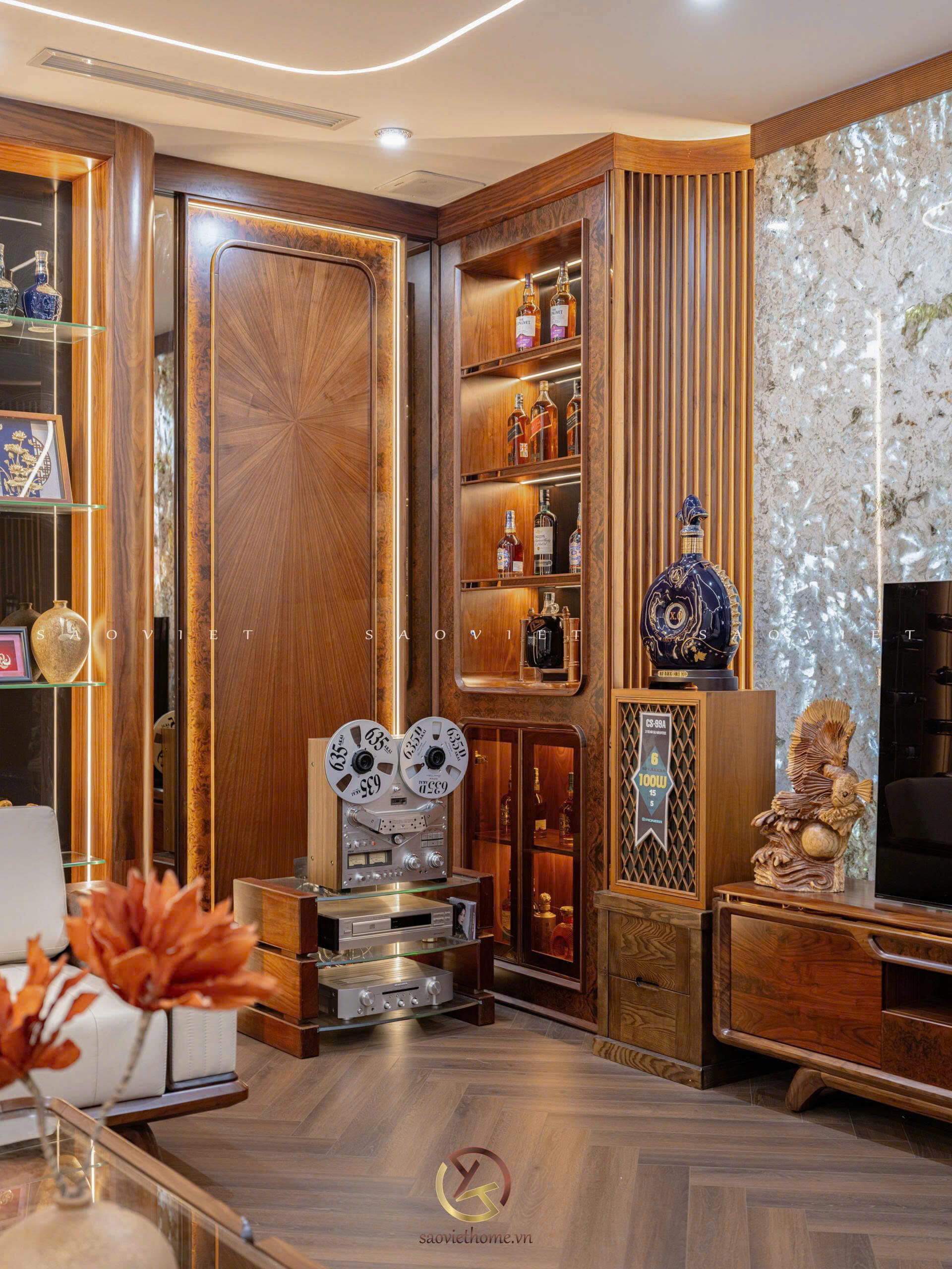 Phòng khách Biệt thự gỗ óc chó