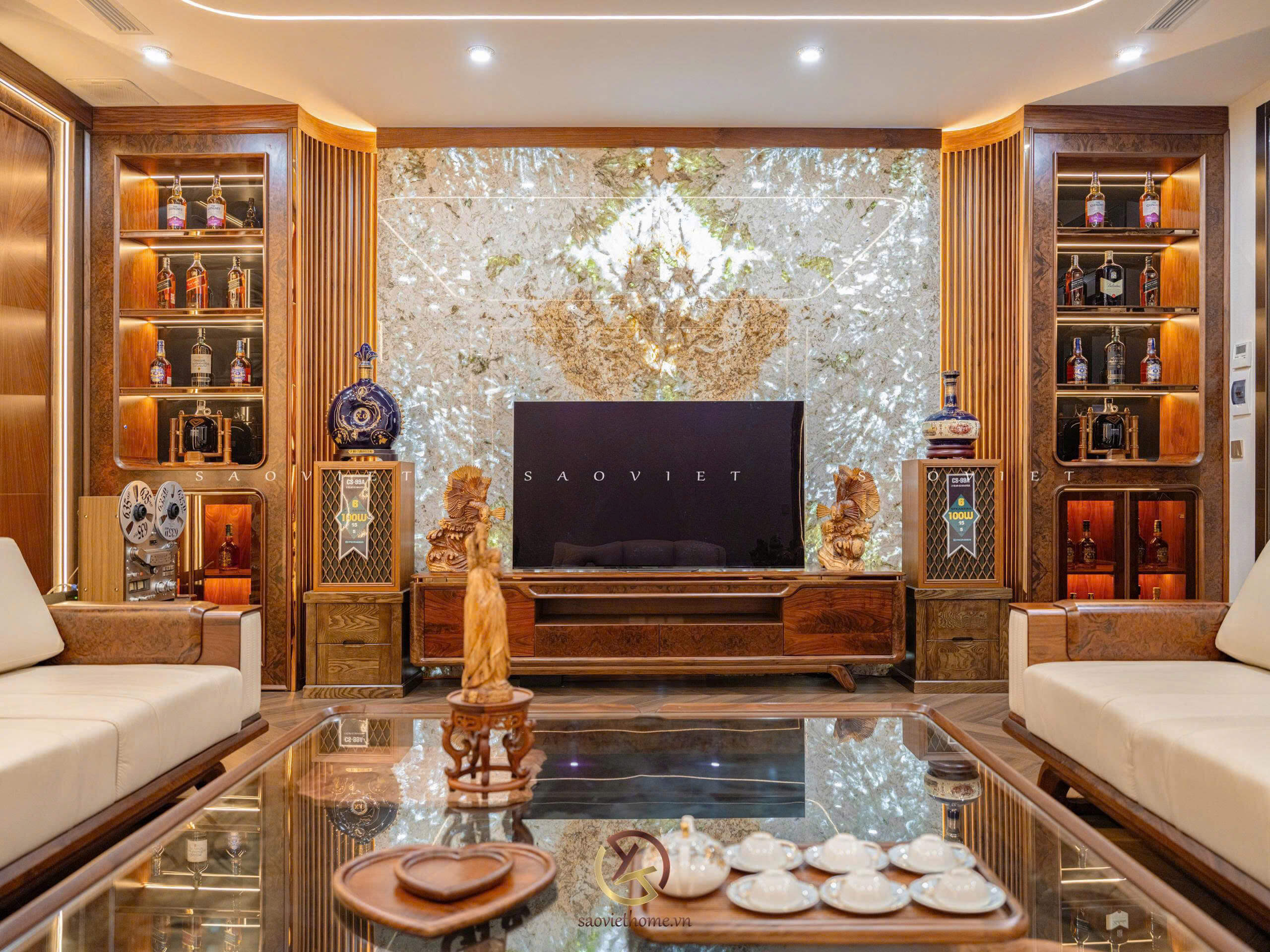 Phòng khách Biệt thự gỗ óc chó