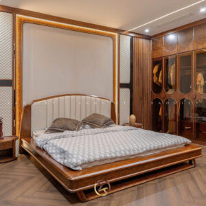 Phòng ngủ con biệt thự gỗ óc chó