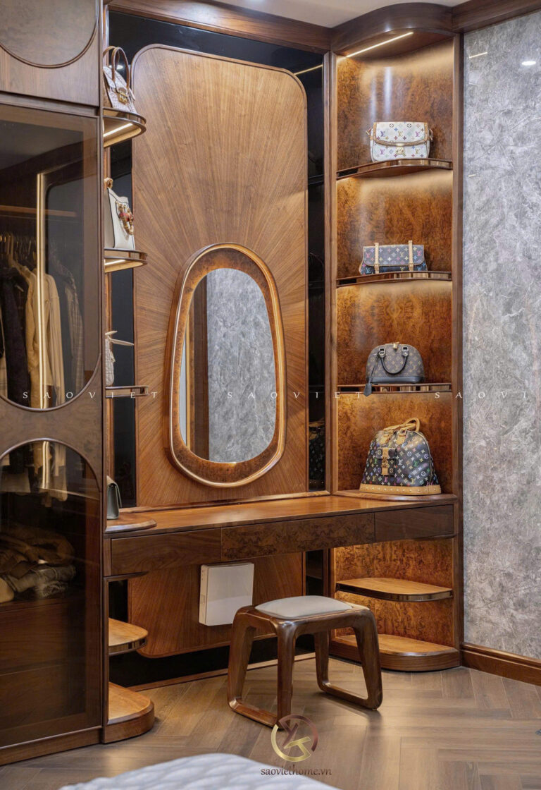 Phòng ngủ master biệt thự gỗ óc chó