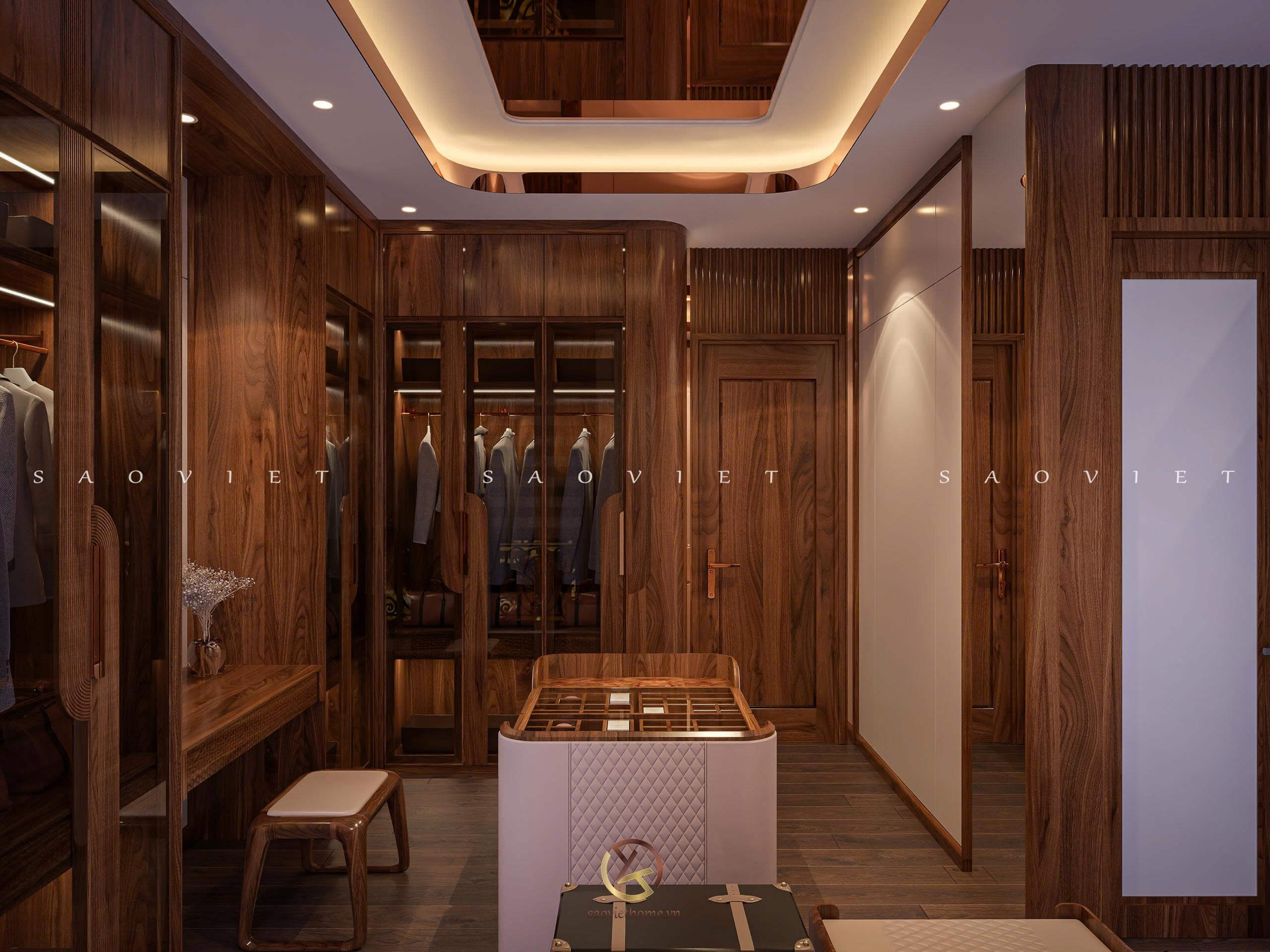 Phòng ngủ master - Dự án Đông Dương Residence - Thiết kế nội thất gỗ óc chó