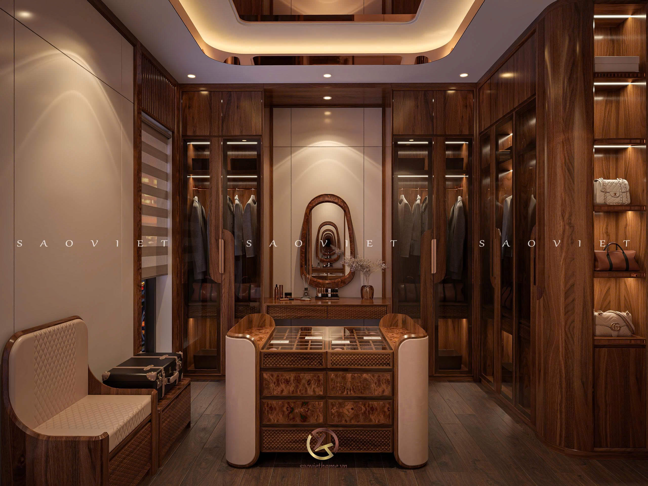 Phòng ngủ master - Dự án Đông Dương Residence - Thiết kế nội thất gỗ óc chó