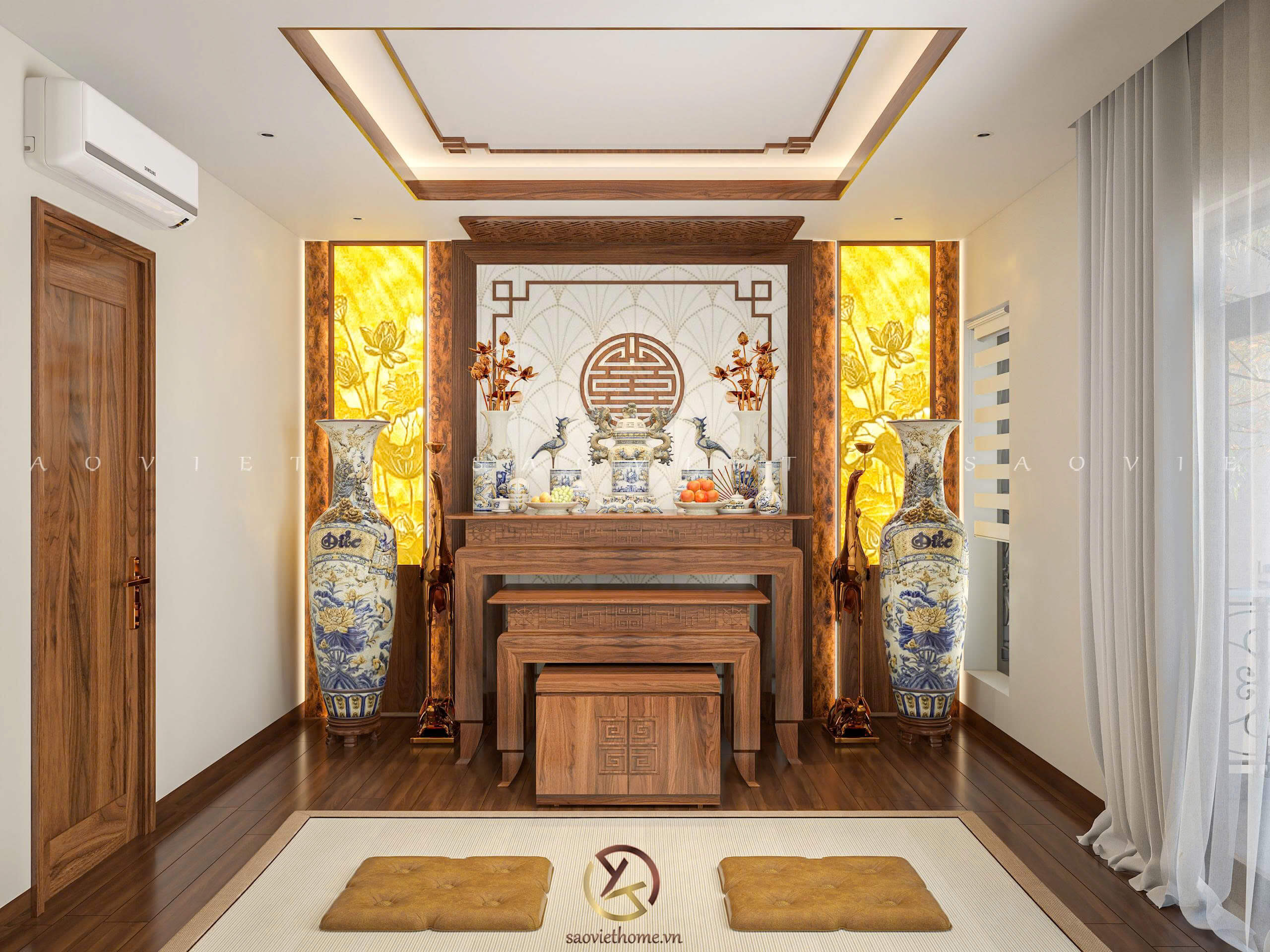 Phòng thờ - Dự án Đông Dương Residence - Thiết kế nội thất gỗ óc chó