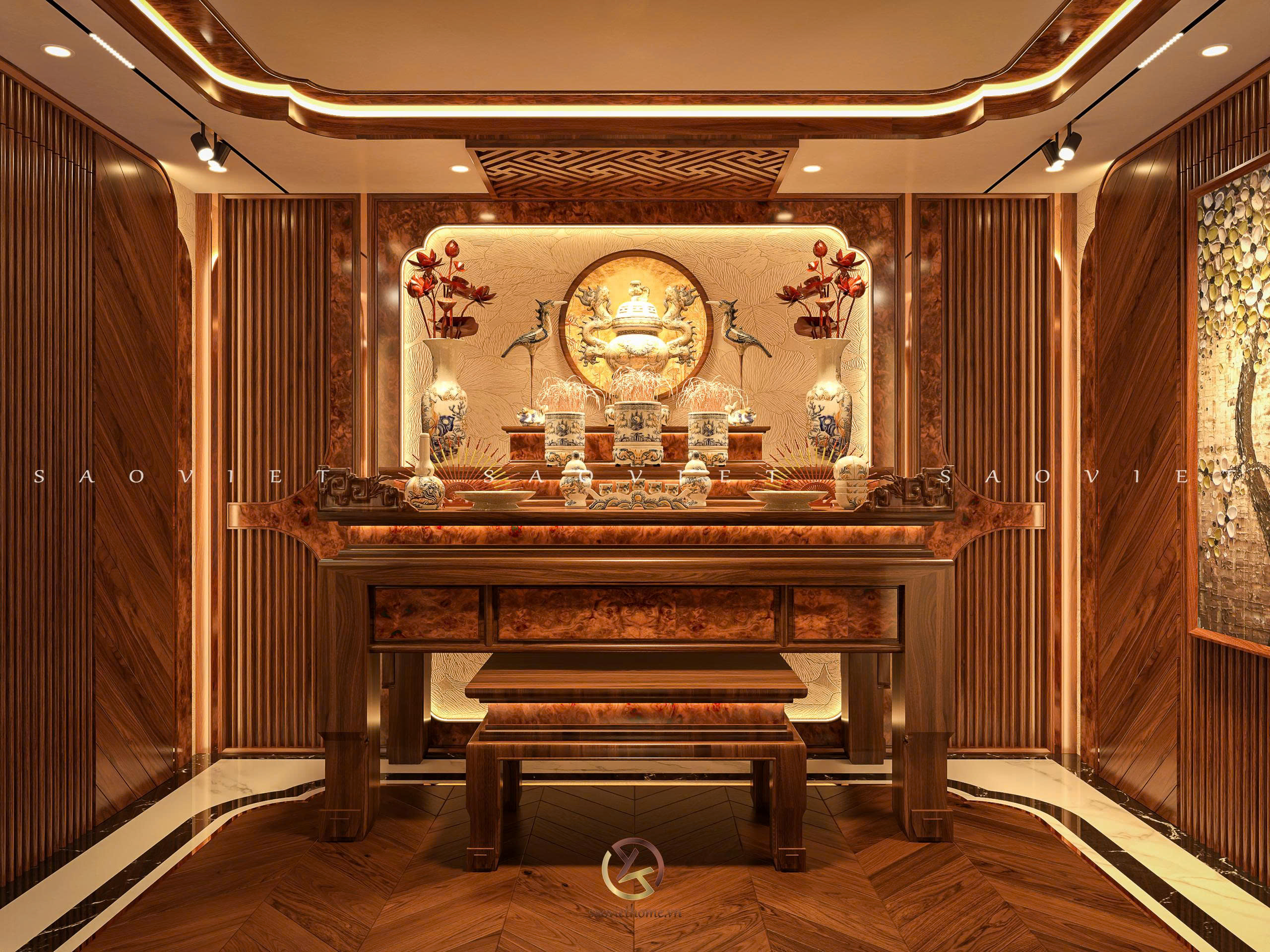 Top 10 mẫu phòng thờ sang trọng, thu hút phong thủy