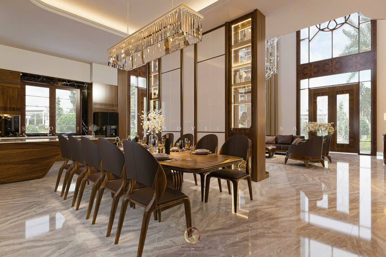 Thiết kế phòng bếp biệt thự sân vườn