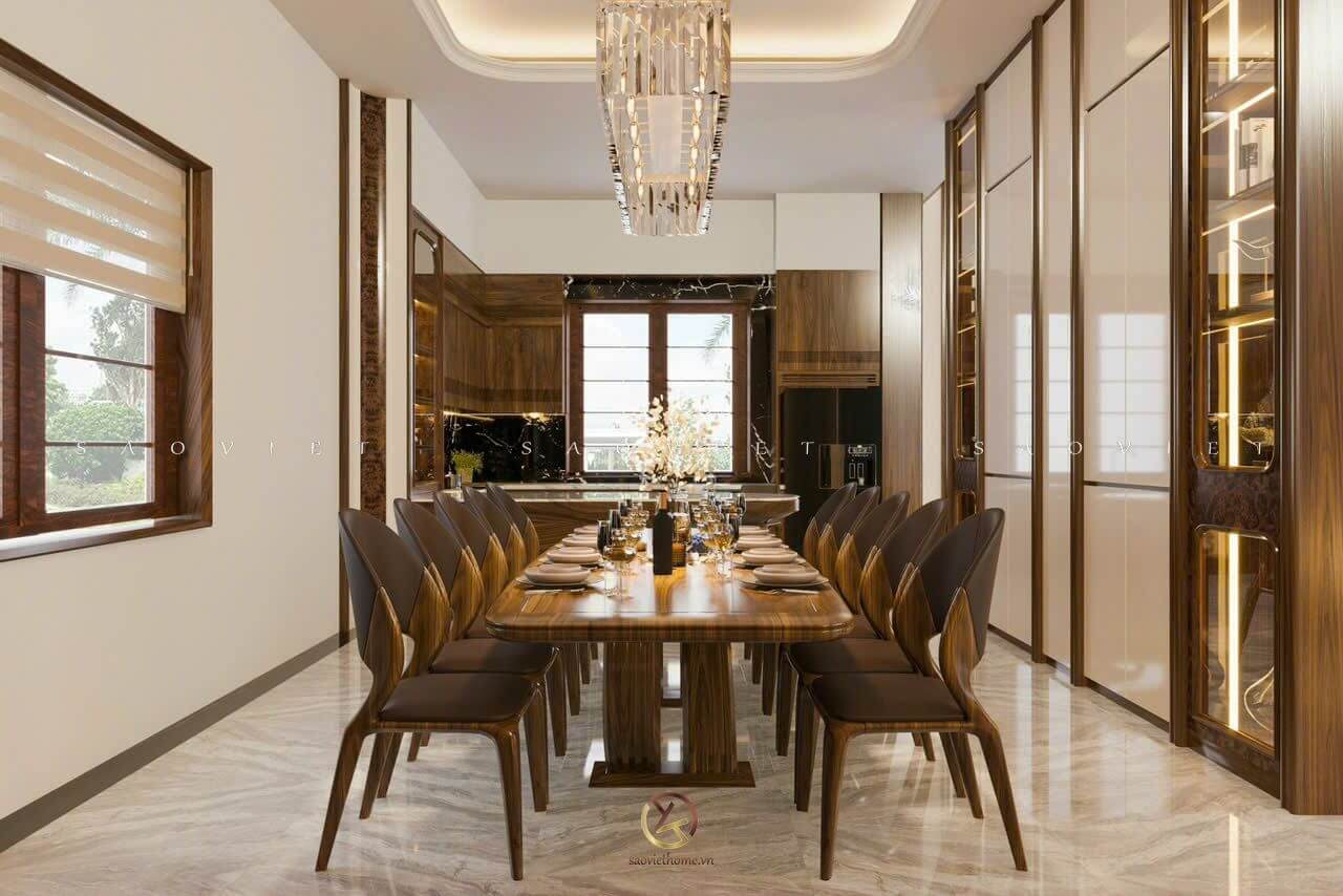 Thiết kế phòng bếp biệt thự sân vườn