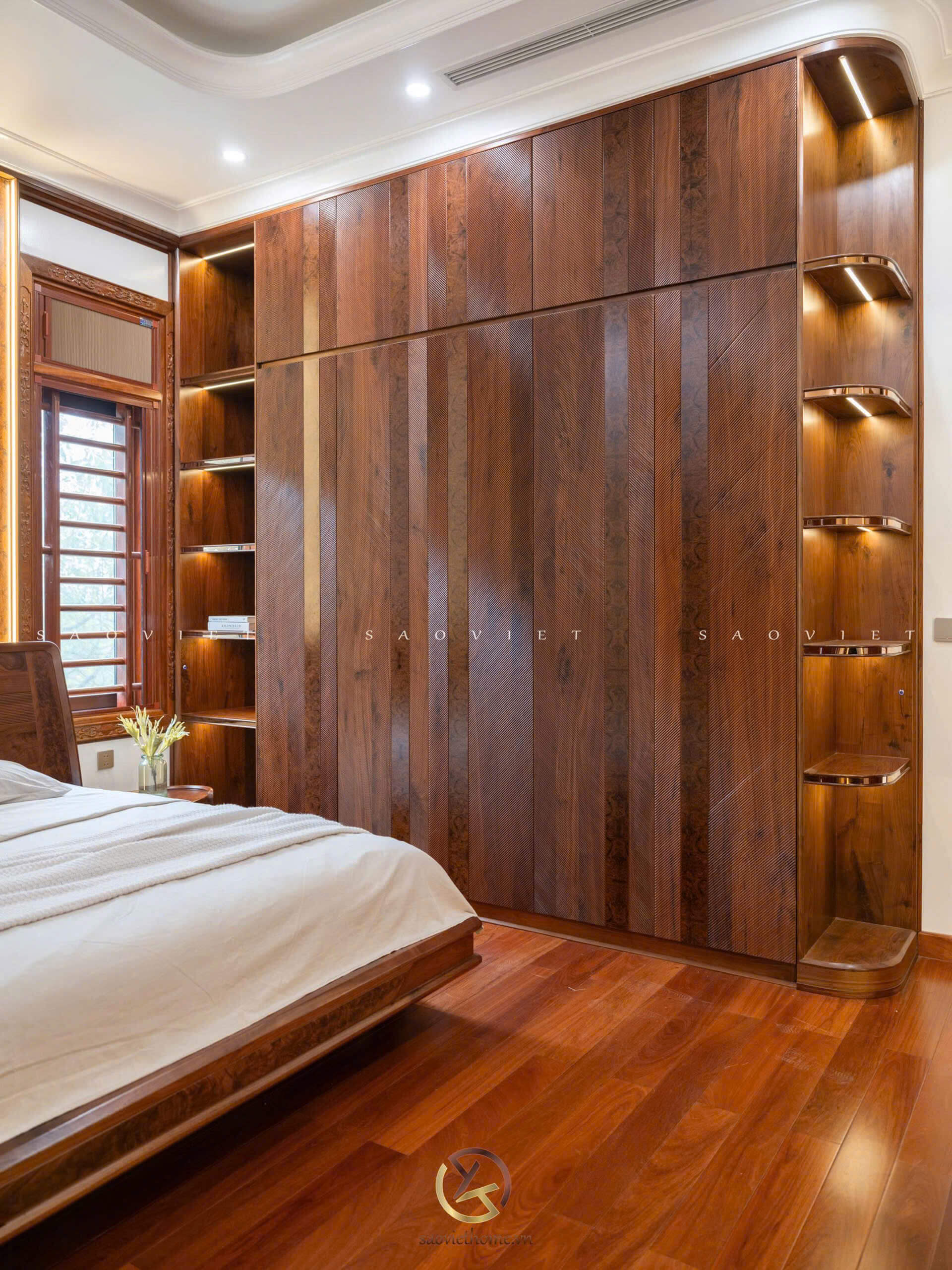 B Manor Ninh Bình - Phòng ngủ con trai nội thất gỗ óc chó