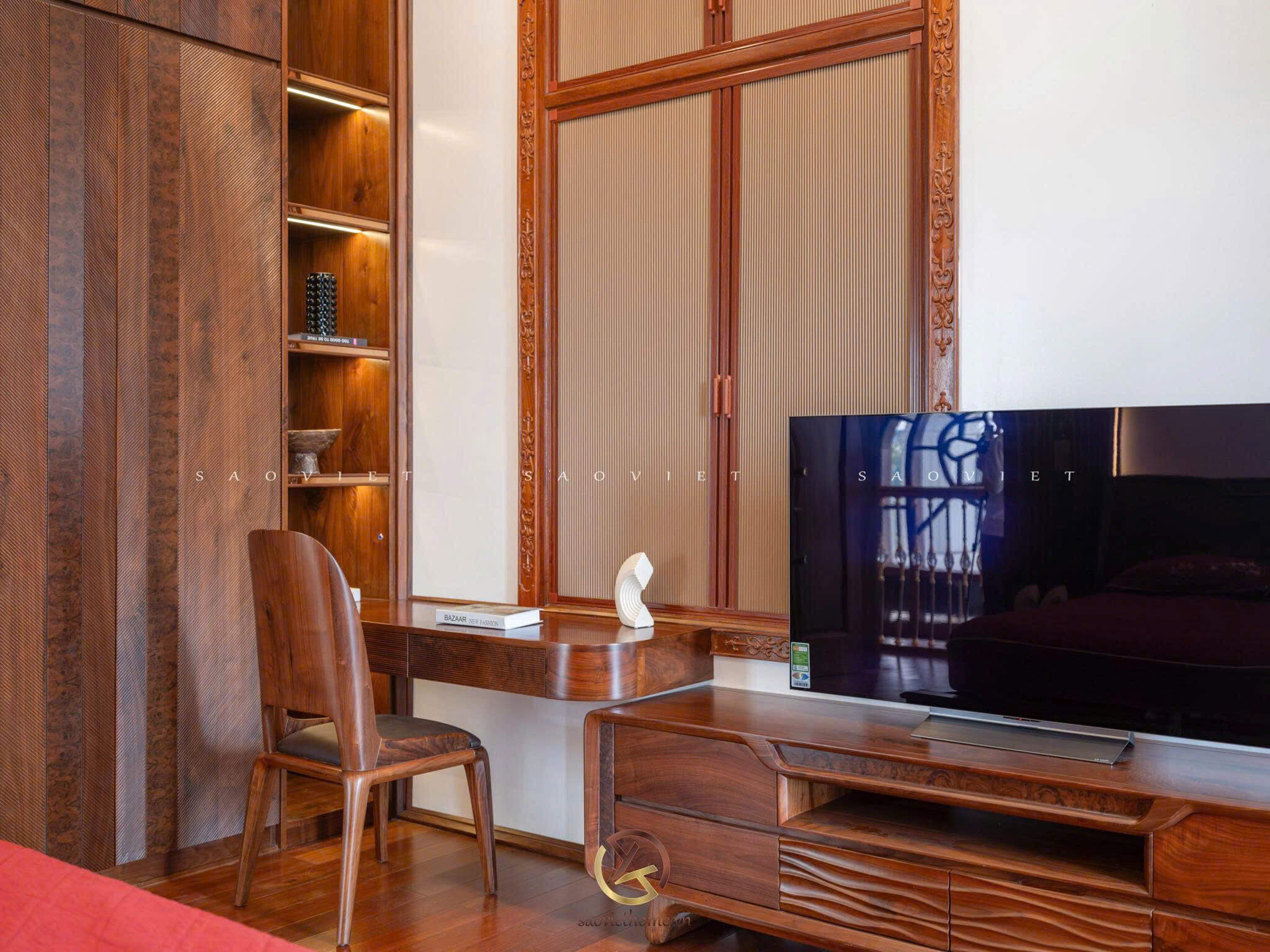 B Manor Ninh Bình - Phòng ngủ phụ nội thất gỗ óc chó