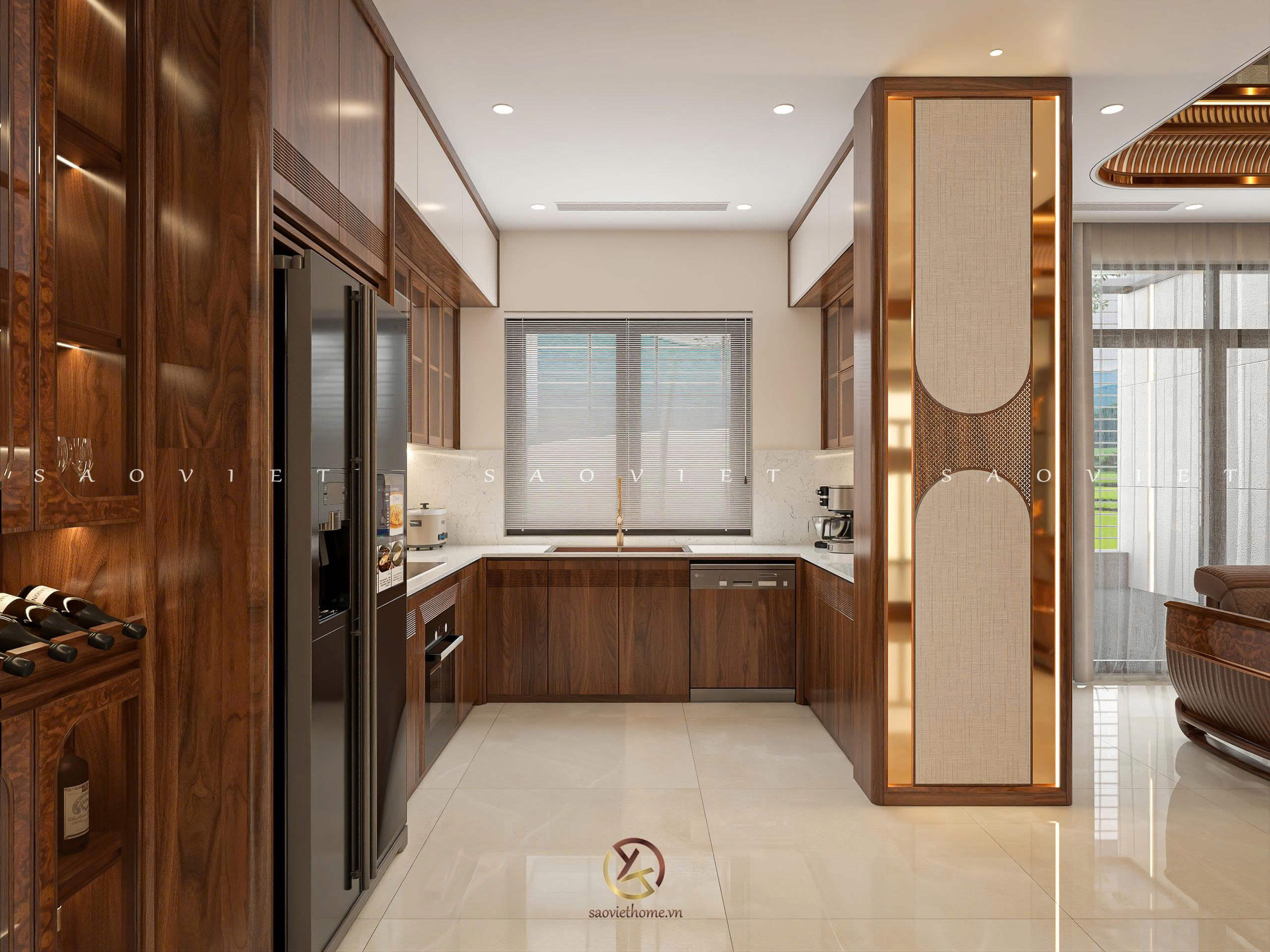 Đinh Anh House - Ninh Bình | Thiết kế nội thất gỗ óc chó phòng bếp