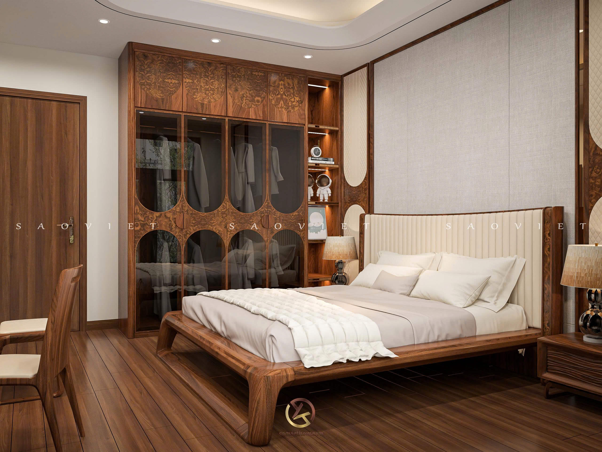 Đinh Anh House - Ninh Bình | Thiết kế nội thất gỗ óc chó phòng ngủ con 2