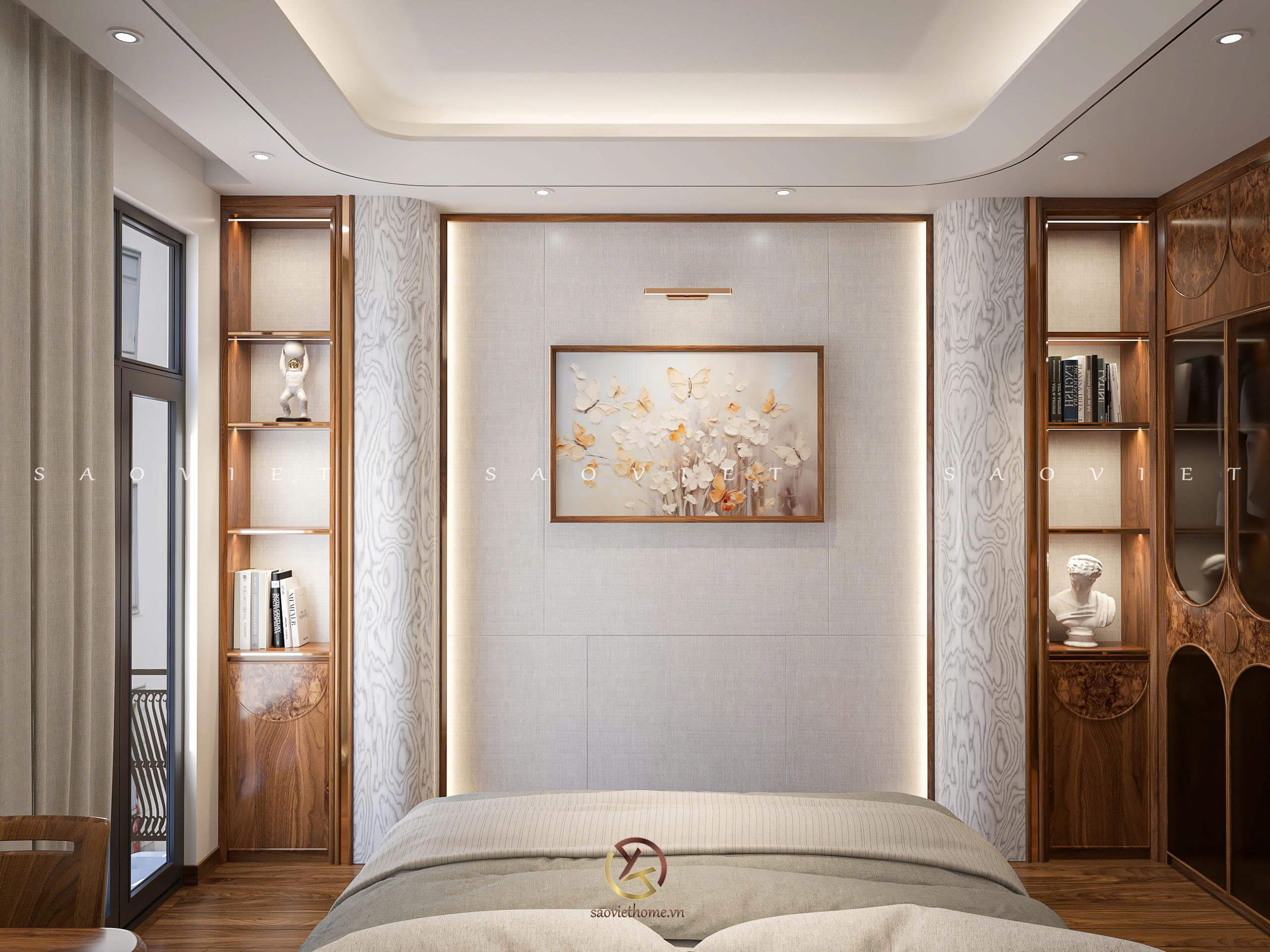 Đinh Anh House - Ninh Bình | Thiết kế nội thất gỗ óc chó phòng ngủ con 1