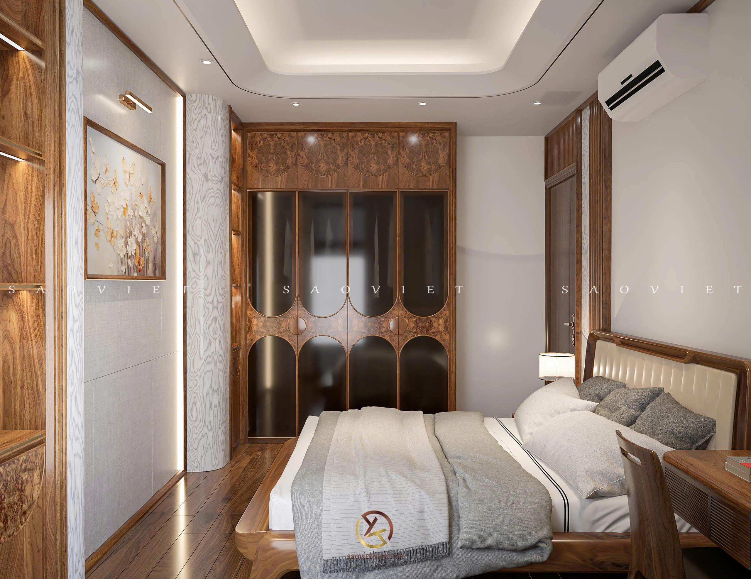 Đinh Anh House - Ninh Bình | Thiết kế nội thất gỗ óc chó phòng ngủ con 1