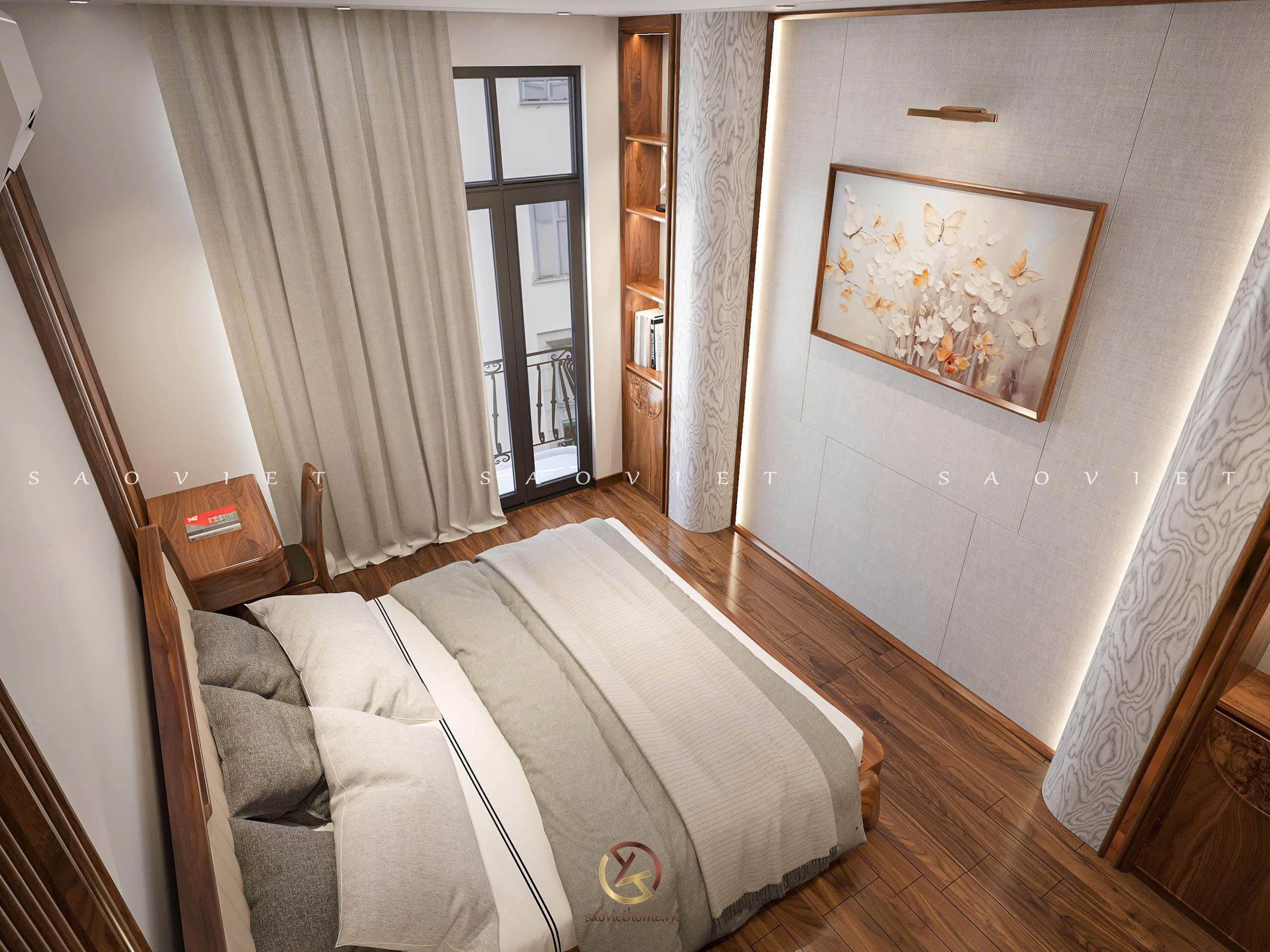 Đinh Anh House - Ninh Bình | Thiết kế nội thất gỗ óc chó phòng ngủ con 1