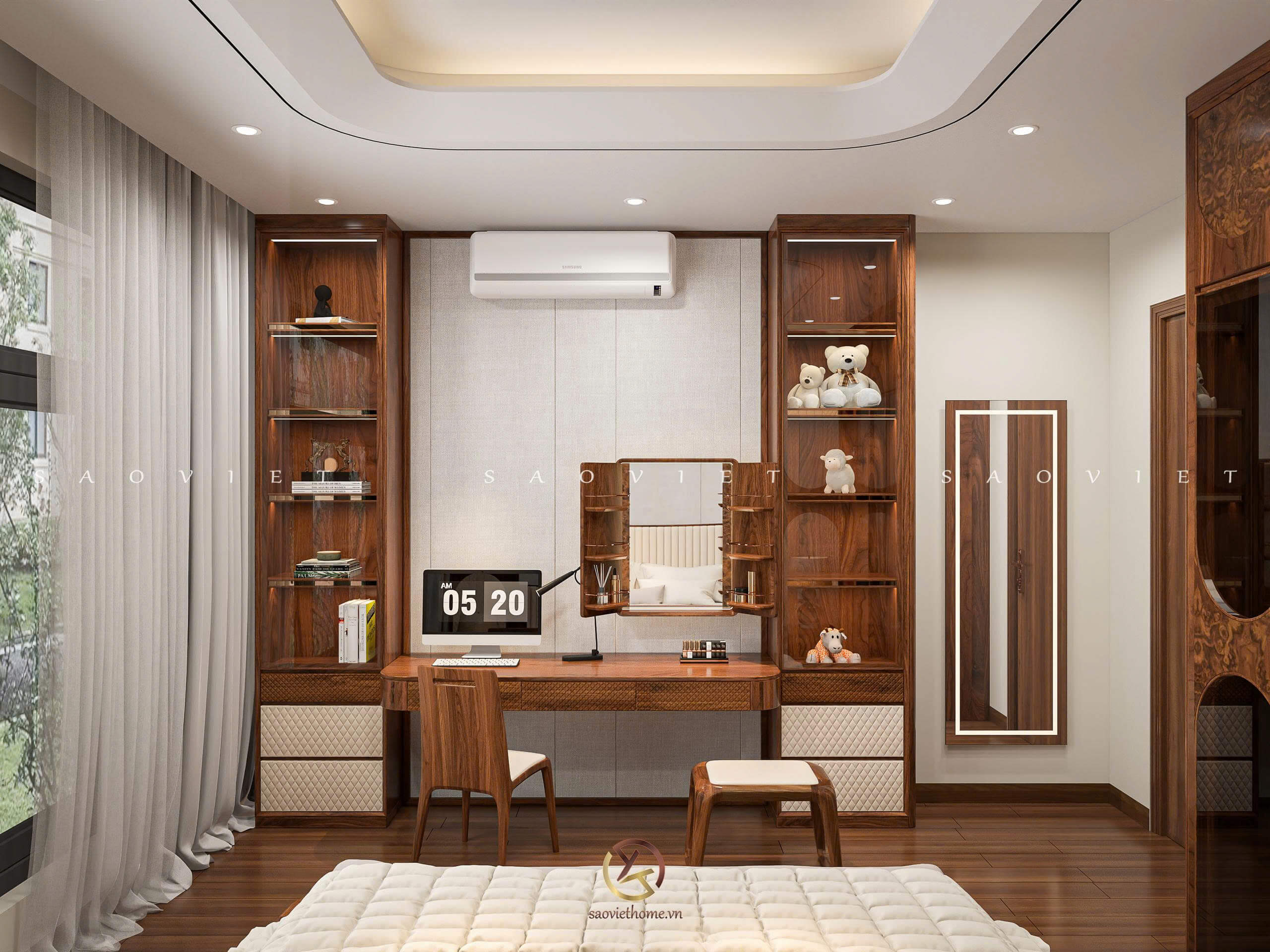 Đinh Anh House - Ninh Bình | Thiết kế nội thất gỗ óc chó phòng ngủ con 2
