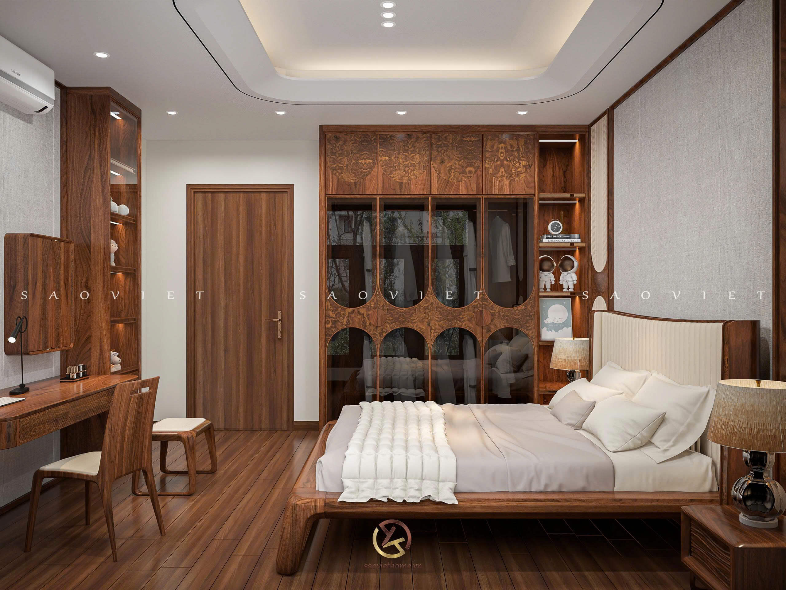 Đinh Anh House - Ninh Bình | Thiết kế nội thất gỗ óc chó phòng ngủ con 2