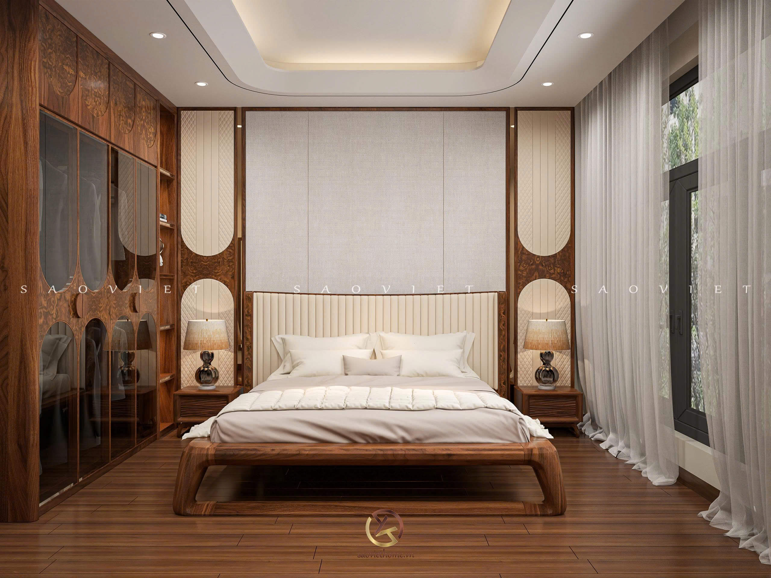 Đinh Anh House - Ninh Bình | Thiết kế nội thất gỗ óc chó phòng ngủ con 2