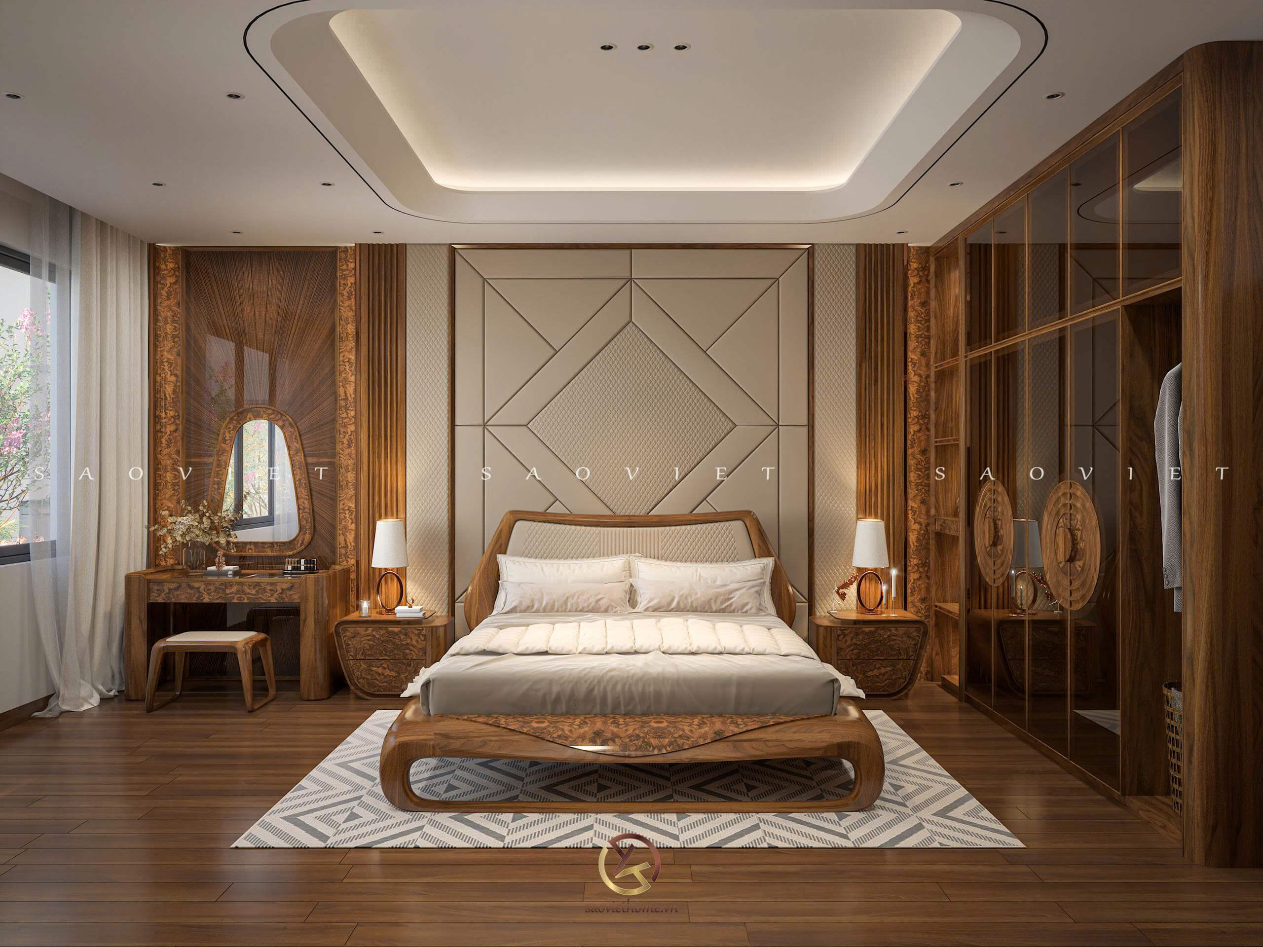 Đinh Anh House - Ninh Bình | Thiết kế nội thất gỗ óc chó phòng ngủ master