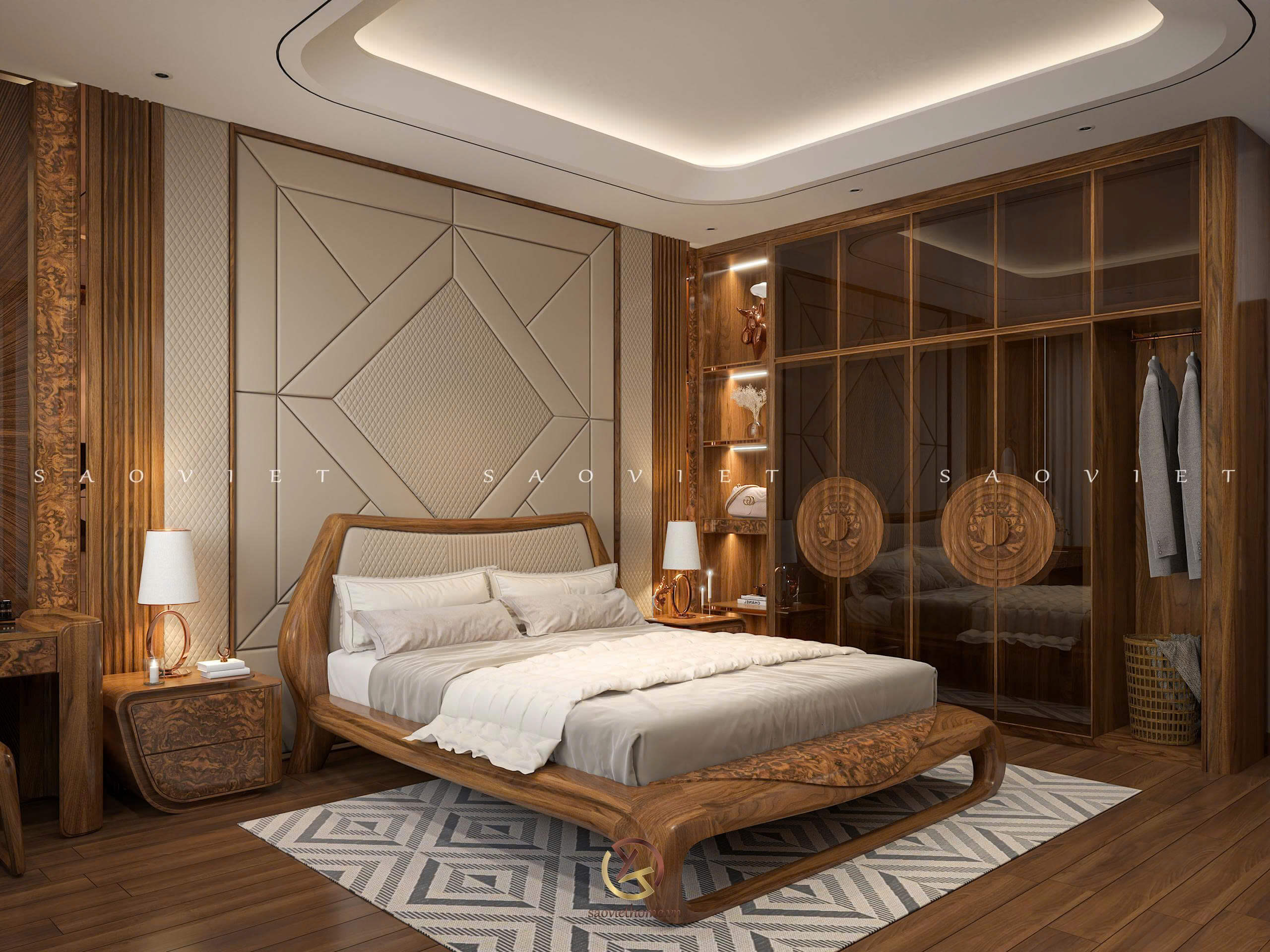 Đinh Anh House - Ninh Bình | Thiết kế nội thất gỗ óc chó phòng ngủ master