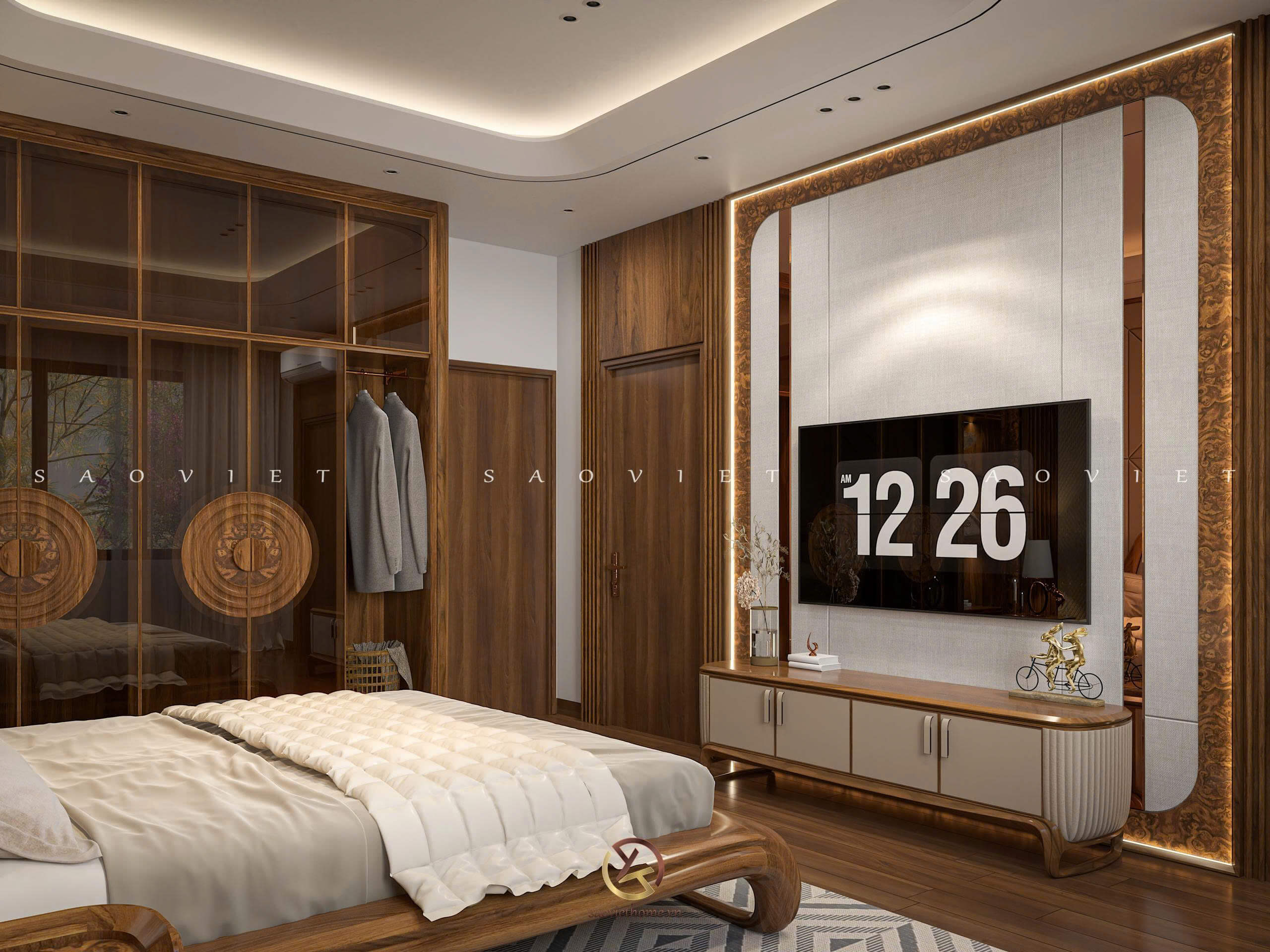 Đinh Anh House - Ninh Bình | Thiết kế nội thất gỗ óc chó phòng ngủ master
