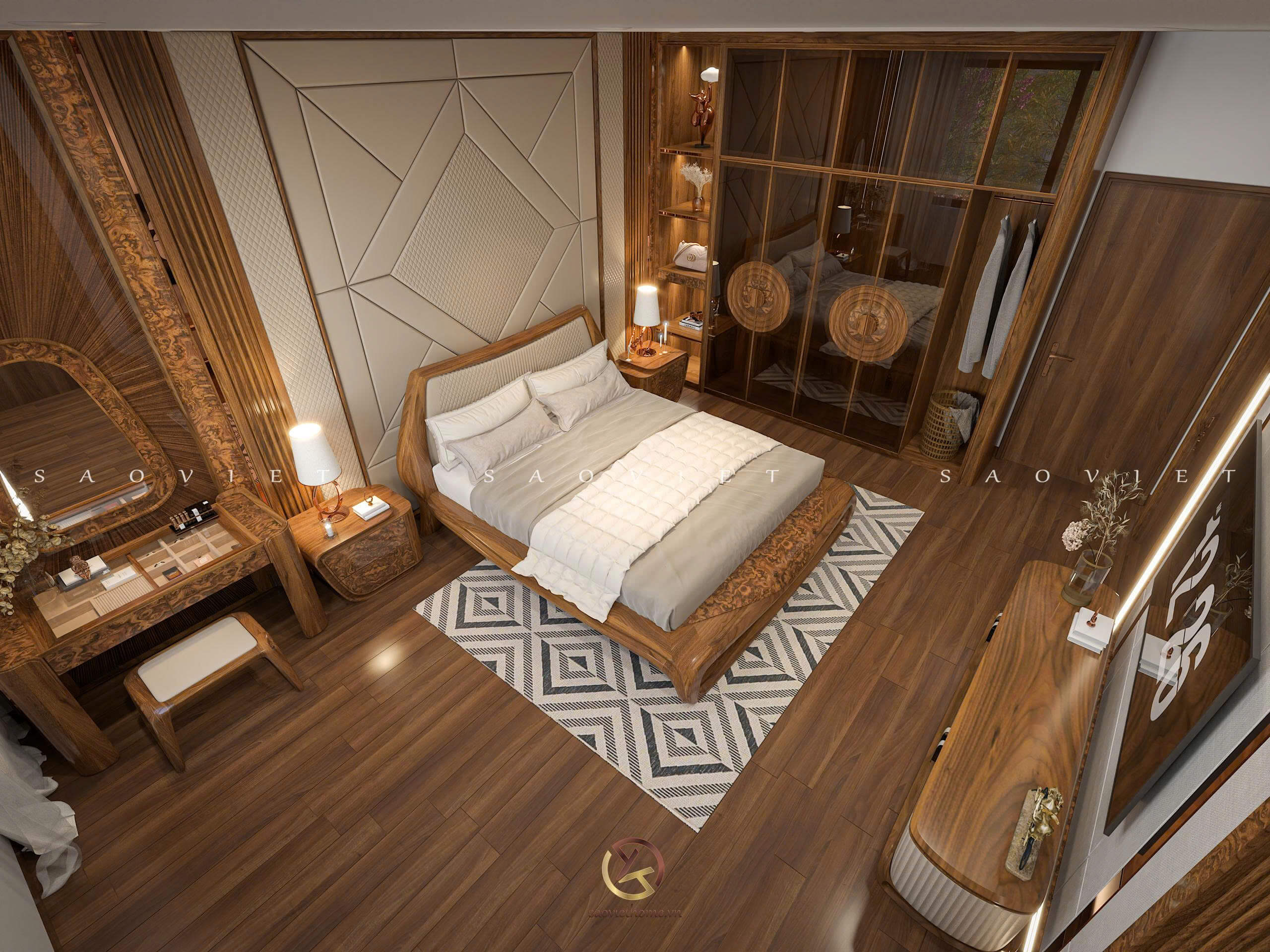Đinh Anh House - Ninh Bình | Thiết kế nội thất gỗ óc chó phòng ngủ master