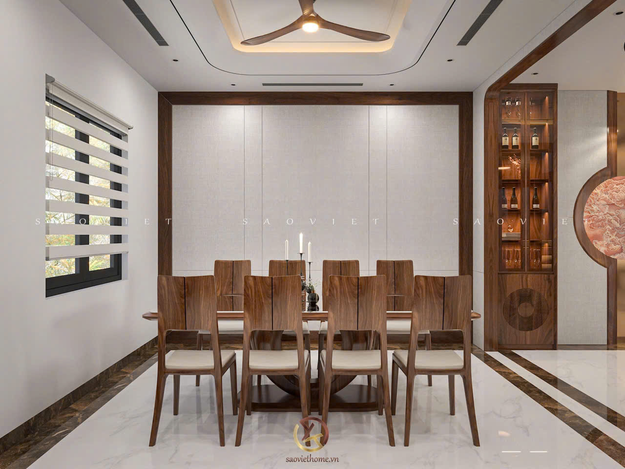 Thiết kế phòng bếp Võ Cường House - nội thất gỗ óc chó