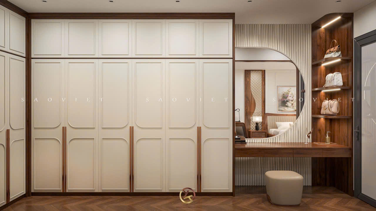 Thiết kế phòng ngủ master Võ Cường House - nội thất gỗ óc chó