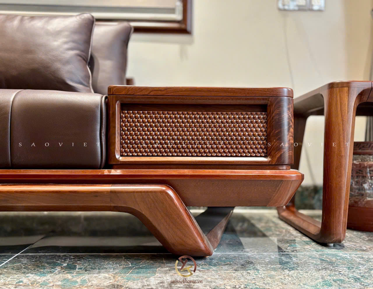 Sofa gỗ óc chó mã SFB-40