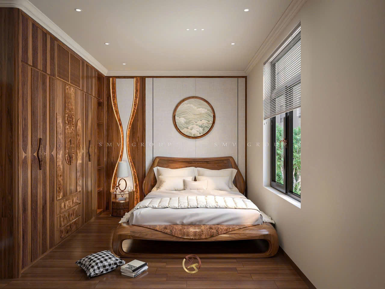 Phòng ngủ con gái gỗ óc chó